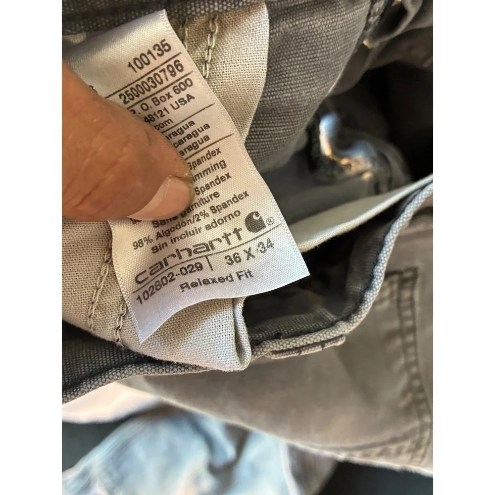 Carhartt Mens Relaxed Fit Utility Work Pants Grey 102802-029 36x34 Jogger Cuff